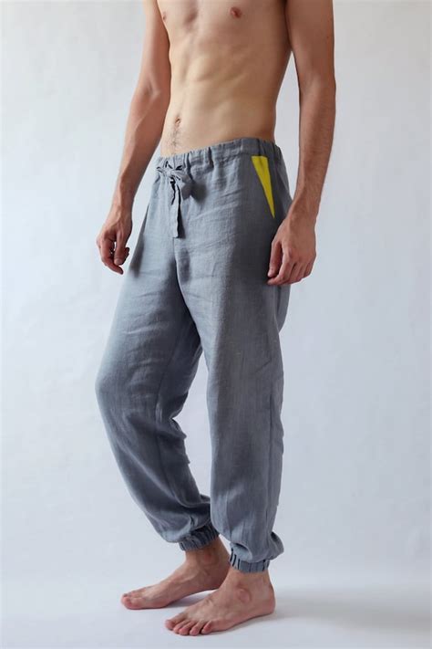 Natural Mens Linen Pants Lounge Pants Mens Trousers Pants Etsy