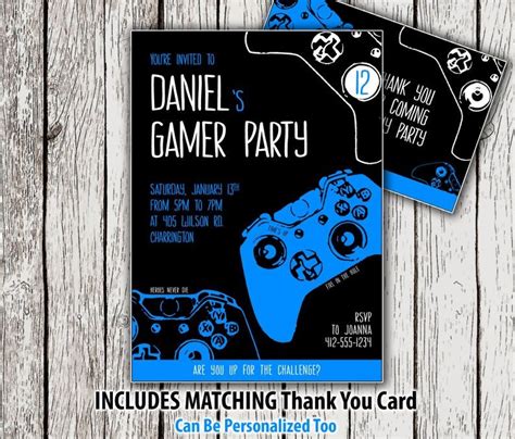 Printable Gamer Party Invitation Video Game Birthday Etsy In 2021