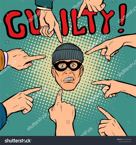 Guilty Thief Robber Hands Point To The Center Royalty Free Stock