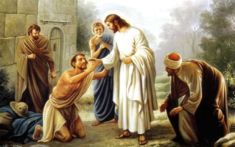Jesús Tocando Al Enfermo Lo Curó Y Lo Despidió Evangelio Cope