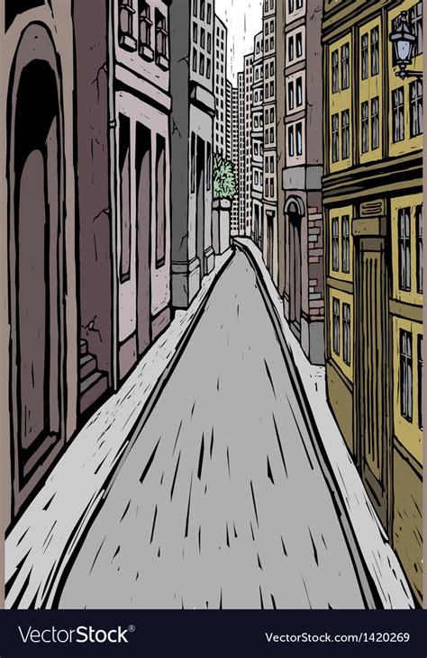 City Street Alley Scene Royalty Free Vector Image