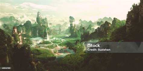 Fantasy Natural Environment 3d Rendering Stock Illustration Download