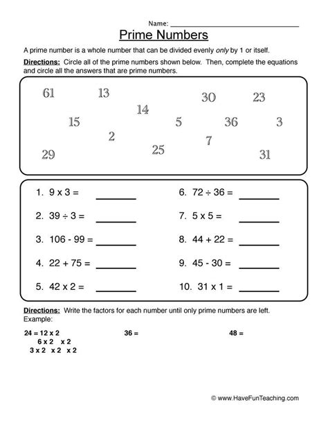 30 Prime And Composite Numbers Worksheets Pdf