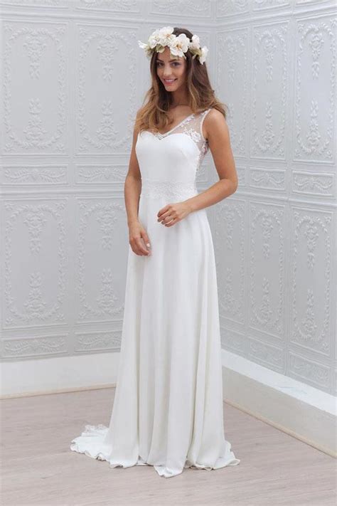 See more ideas about lace back wedding dress, wedding dresses lace, wedding dresses. Bowknot Chiffon Open Back V-Neck Lace Sleeveless White ...