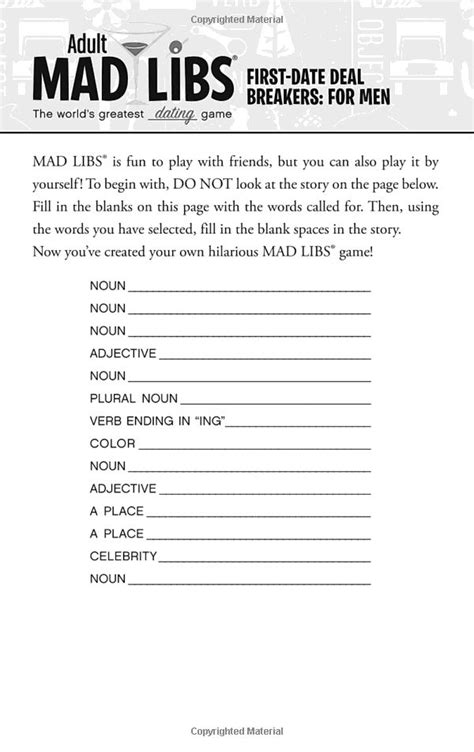 Mad Libs Rules And Cheat Sheet