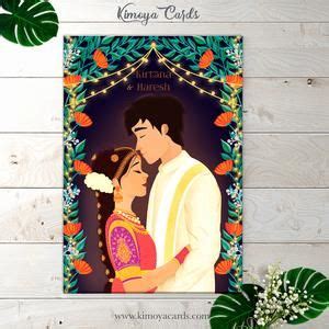 These wedding invitations allow you to offer your humble request for your guests. Dreamy South-Indian Wedding Card - Kimoya Cards in 2020 | Indian wedding cards, Wedding card ...