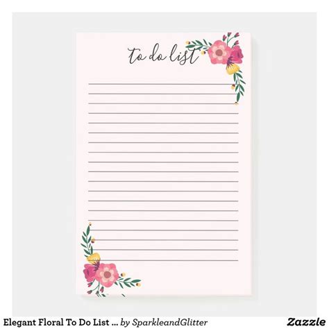 Elegant Floral To Do List Post It Note In 2021 Post It