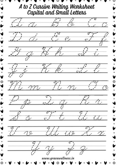 Cursive Writing Letter A Z Worksheet Cursive Writing Capital And Small A Z Printable