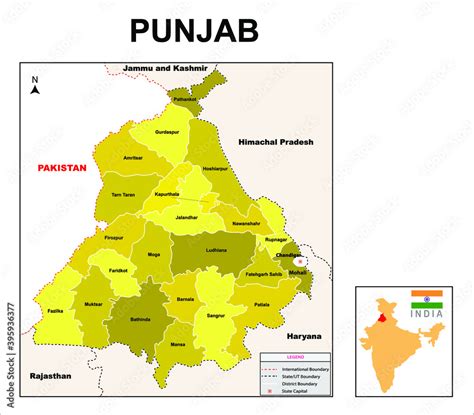 Stockvektorbilden Punjab Map Political And Administrative Map Of
