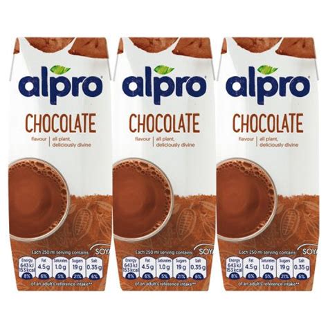 Alpro Chocolate Soy Milk 3 X 250ml Vegan Grocery Store