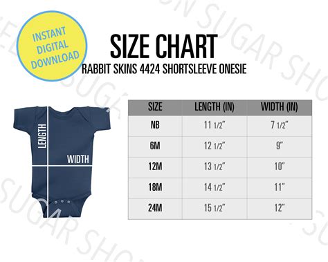 Rabbit Skins Onesie Size Chart Onesie Size Chart Rabbit Etsy