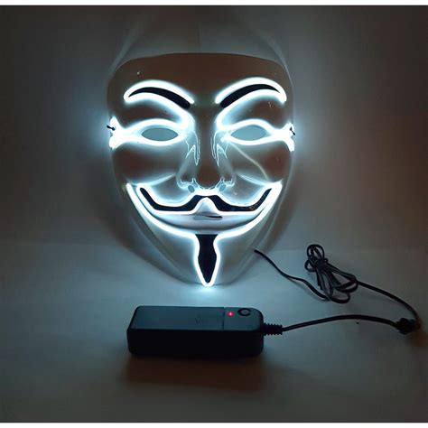 White Anonymous Led Mask Fast And Free Delivery