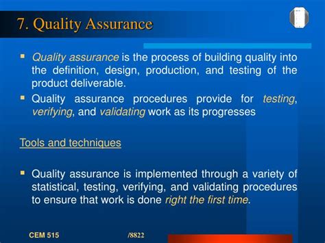 Quality assurance (qa) is the process of verifying whether a product meets required specifications and techopedia explains quality assurance (qa). PPT - CHAPTER 2 CUSTOMER-DRIVEN QUALITY AND SCHEDULING ...