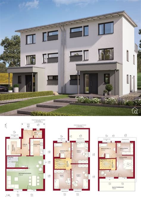 Duplex House Plans Side By Side Modern Contemporary European Style