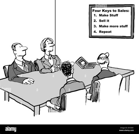 Cartoon Of Business Team In Meeting And Looking At Sign The Says The