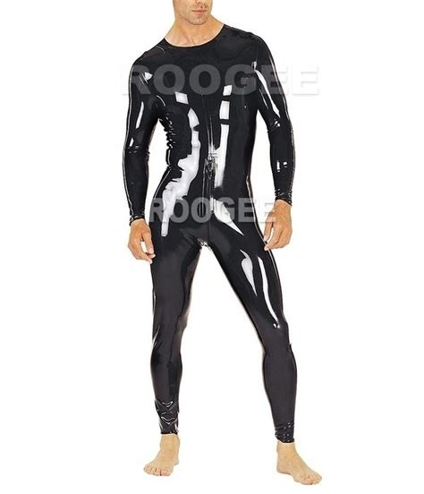 Fashion Latex Rubber Neck Entry Catsuit With Crotch Zip