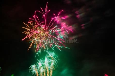 Colorful Fireworks Of Various Colors Stock Photo Image Of Black Dark