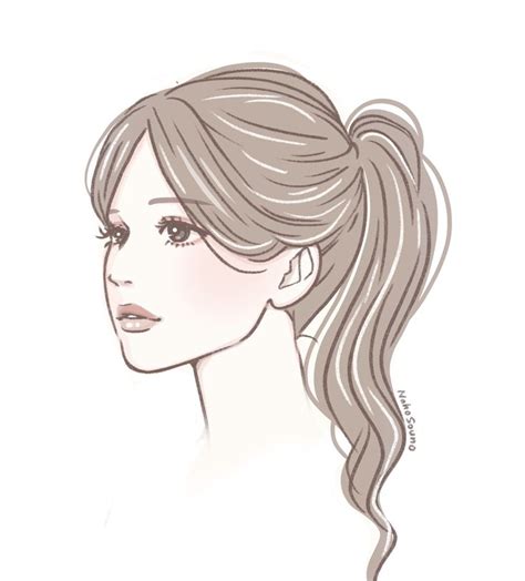 Illustration 女性イラスト In 2021 Girl Hair Drawing Ponytail Drawing