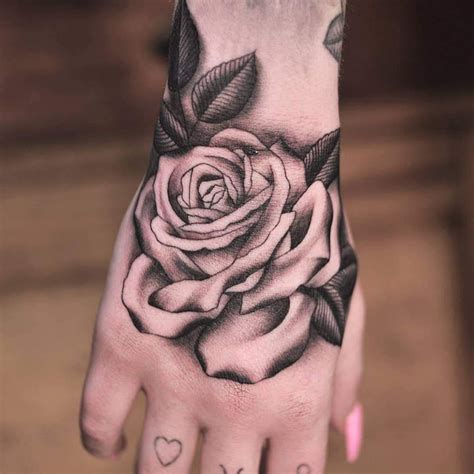 Classically Placed Rose Hand Tattoo By Lachie Grenfell Rose Hand