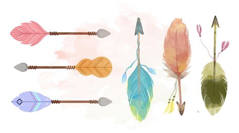Premium Vector Watercolor Boho Style Feather Arrow