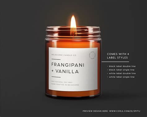 Monochrome Minimal Candle Label Template Custom Product Etsy Australia