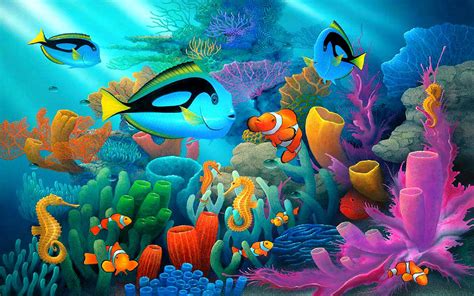 Underwater Animal World Coral Reef Coral In Various Colors Exotic