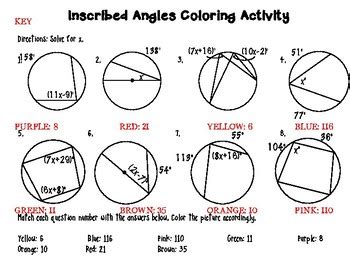 2 s 2+s2 =7 2s2 =49 s2 =24.5 s ≈4.9 ref: Inscribed Angles and Inscribed Quadrilateral Color By ...