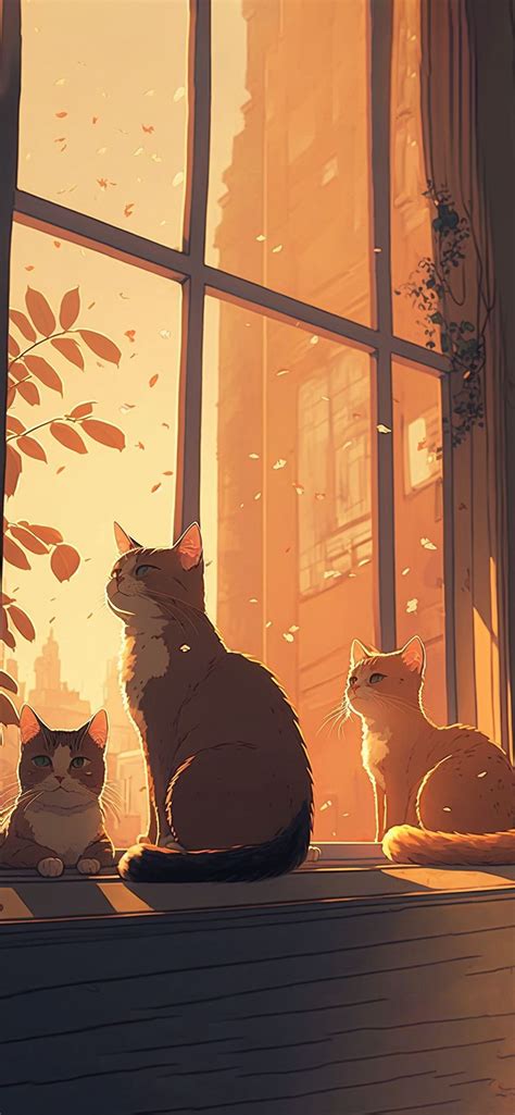 Cats On The Windowsill Anime Background Cool Cats Wallpapers Cool