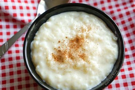 Classic Vanilla Rice Pudding In Bowl Looking Down With Cinnamon On