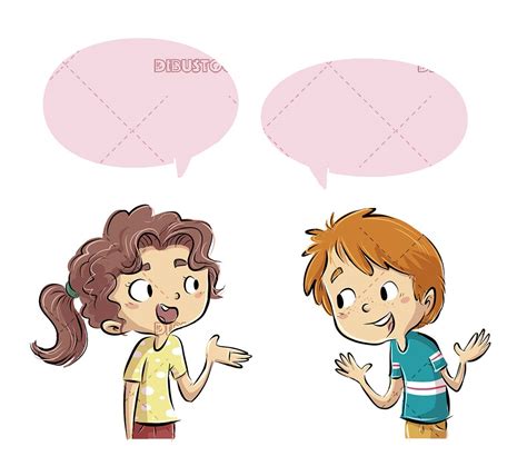Niño Y Niña Hablando Entre Ellos Dibustock Ilustraciones Infantiles