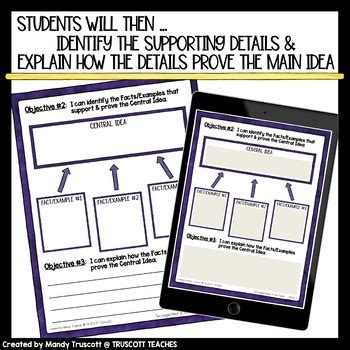 Main Idea And Supporting Details FREEBIE Assignment Print And Digital