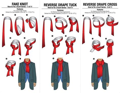 how to tie scarf for men in 11 different ways scarf men scarf tying fashion infographic