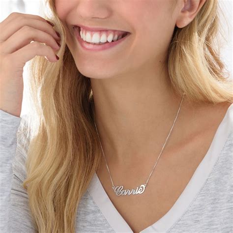 carrie style cursive name necklace 14k white gold mynamenecklace