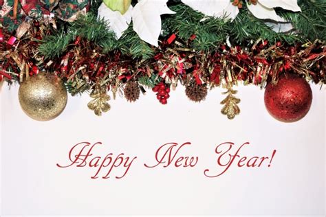Happy New Year Tinsel On White Free Stock Photo Public Domain Pictures