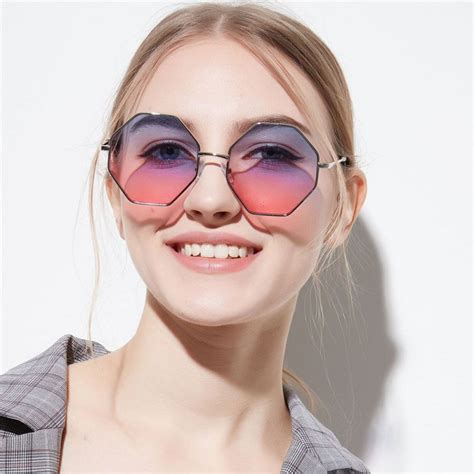 Fashion Lady Polygon Sunglasses Hexagon Sunglasses Girl Lady Sunglasses