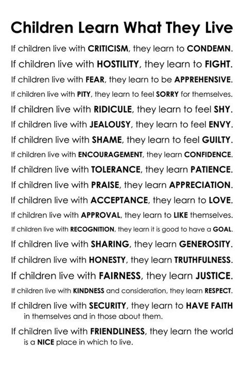 Children Learn What They Live Poem Parenting Quotes