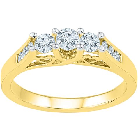 14k yellow gold 1 ctw diamond 3 stone plus ring 3 stone rings jewelry and watches shop the