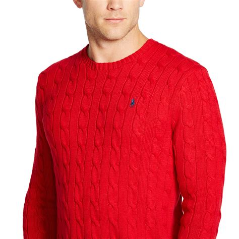 Polo Ralph Lauren Cable Knit Cotton Sweater In Red For Men Lyst
