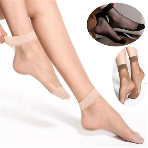 Pairs Women Nylon Elastic Short Ankle Sheer Stockings Silk Short