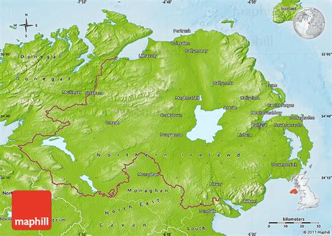 Physical Map Of Northern Ireland