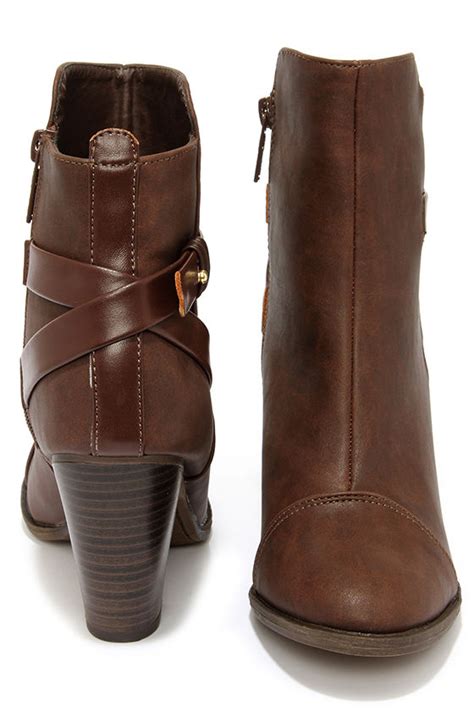 Cute Brown Boots High Heel Boots Ankle Boots 3800
