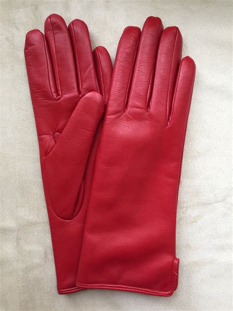 Red Winter Leather Gloves For Ladies Ladies Gloves Classic Style