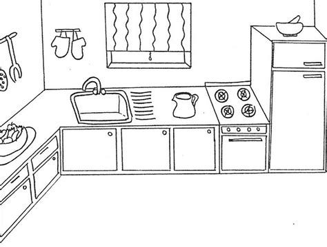 Coloring Pages Kitchen Cabinets Sketch Coloring Page