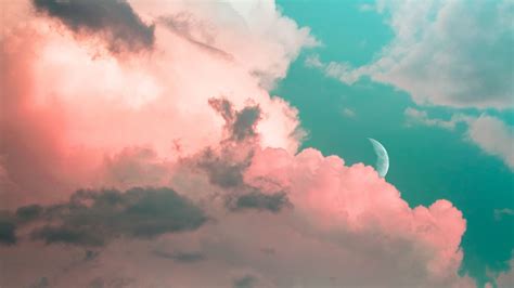 Download Wallpaper 1280x720 Clouds Sky Moon Porous