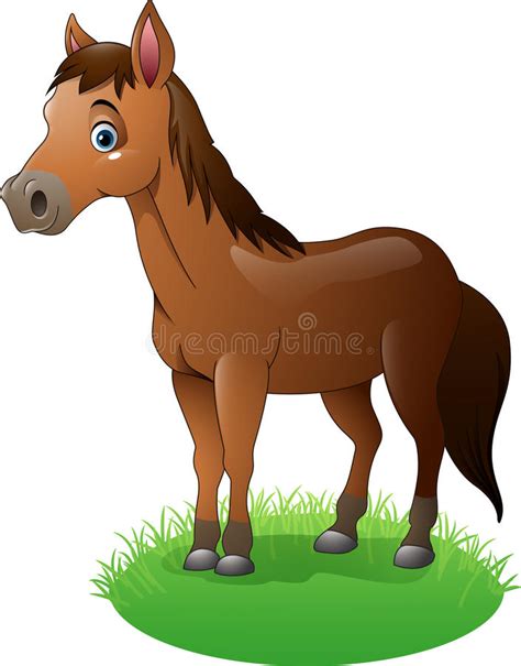 Cartoon Brown Horse On The Grass Stock Vector Illustration Of Green