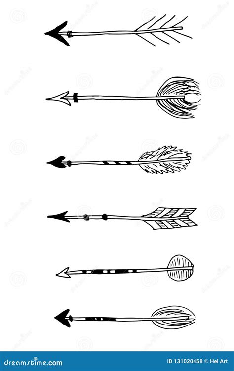 Set Of Tribal Black Hand Drawn Arrows Stock Vector Illustration Of