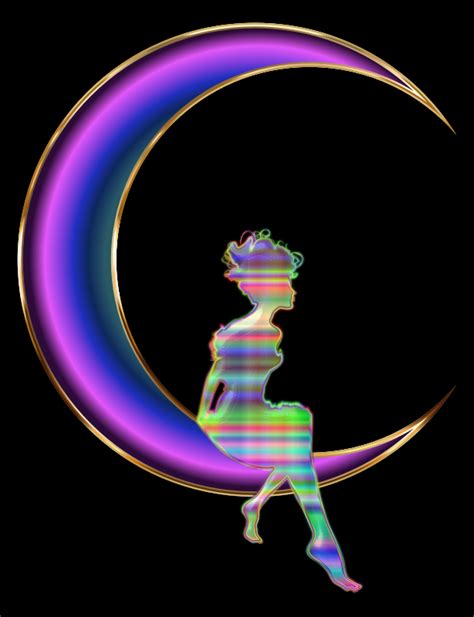 Clipart Chromatic Fairy Sitting On Crescent Moon Enhanced