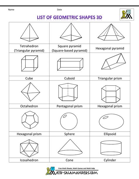 Shapes Clipart List Of Geometric Shapes 3d Bw 1000×1294