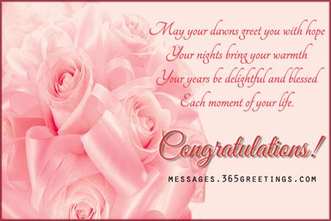 Offering wedding wishes to the newly married couple is customary and a great way to celebrate the wedding day and new life together. Wedding Wishes And Messages - 365greetings.com