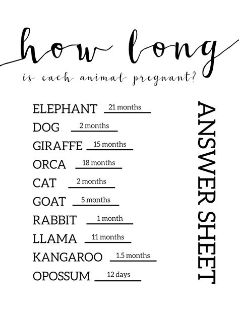 Add in delicious treats, gorgeous florals and greenery, and vary the heights of the food i've also made a free video of this game that you can play in real time, using the printable for them to record their answers. Free Baby Shower Games Printable {Animal Pregnancies ...